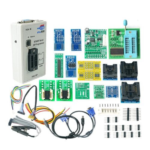 RT809F Serial ISP Programmer Standard 16 Adapters Set +1.8V SOP8 Test Clip+EDID Cable  Chips High Programming Speed