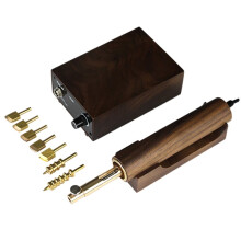Máquina de Vincar Bordas de Couro 220V com 7 Cabeças de Lixamento para Artesanato em Couro DIY com Aquecedor de Carimbo de Latão e Plugue UE