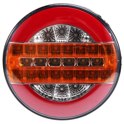 Lanterna Traseira Dinâmica de 4 Polegadas para Reboque, 24V, LED, Luz de Freio para Caminhão, LED, Formato Redondo, para Carros, Barcos, Ônibus e