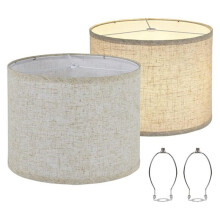 2pcs Drum Lamp Shades 13" Top X 13" Bottom X 10" High Spider Fitting in Oatmeal for Table and Floor Lamps