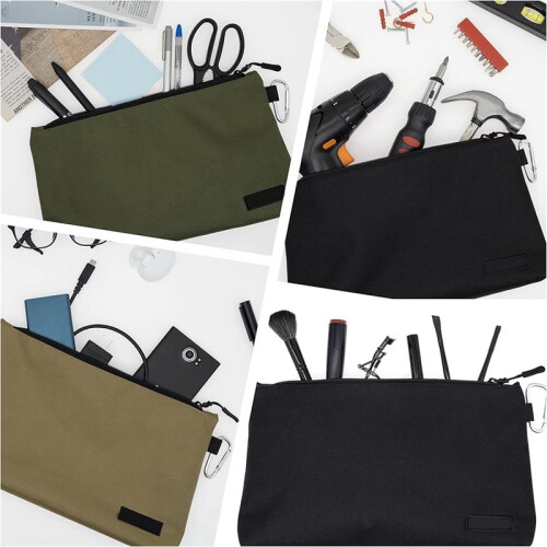6 Pack Premium Tool Pouch Zipper Bag with Internal Pockets,14inch Tool Bag, Multipurpose Storage Pouch, Flat Bottom
