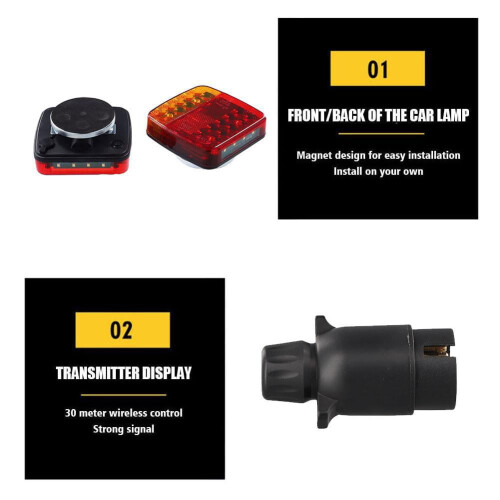 Trådløs 12V magnetisk LED-baglygte til lastbiler, 2-pak 1