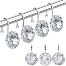 12PCS Shower Curtain Hooks Rings for Bathroom,Acrylic Decorative Rhinestones Shower Curtain Rings Hangers
