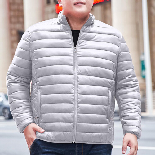 Μπουφάν Puffer Ανδρικό Plus Size Χειμερινό Μπουφάν με Κουκούλα Χωρίς Πούπουλα Φερμουάρ 1