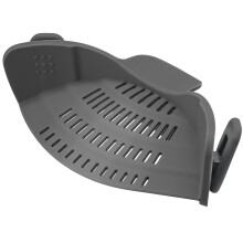 Snap N Strain Pot Strainer and Pasta Strainer - Adjustable Silicone Clip On Strainer for Pots, Pans, and Bowls - Gray