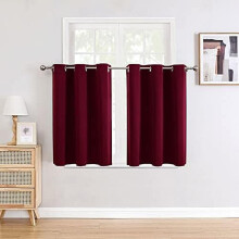 Small Window Curtains for Kitchen and Bedroom - Grommet Short Thermal Insulated Room Darkening Curtains (2 Panels, Burgundy Red, 42 x 36 Inch)