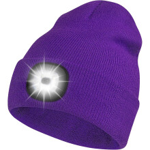 LED Beanie Hat with Light, Rechargeable Headlamp Cap, Compatible with Running/Hiking/Camping, Warm Knitted Hat for Men/Women/Teens