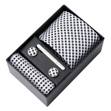 6Pcs/Set Tie Pocket Square Cufflinks Set Gift Box Masculine Charm Faux Silk Fabric Bright Colors Business Tie Men Accessories Gift Set,1