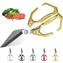 Heavy-Duty 2-in-1 Kitchen Shears with Ergonomic Handle, Gold – for Meat, Seafood & Small Bones