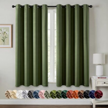 Olive Green Blackout Curtains 50x63", 2 Panels, Thermal Insulated, Noise Reducing, Light Blocking, Grommet Top, Compatible with Standard Rods