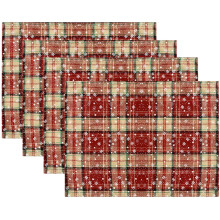 Christmas Buffalo Plaid Placemats Set of 4 - Christmas Place Mats, Heat Resistant Washable Table Mats for Dining/Parties/Holiday Decor 12 x 18 Inch