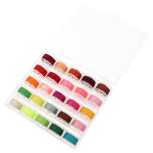 Worgeous 25pcs prewound bobbins & polyester threads with storage case—compatible with standard sewing/embroidery machines