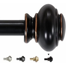 Tringle à rideaux simple pour fenêtres de 71 à 122 cm (28 à 48 pouces), réglable, décorative, diamètre 1,9 cm (3/4 pouce), avec embouts