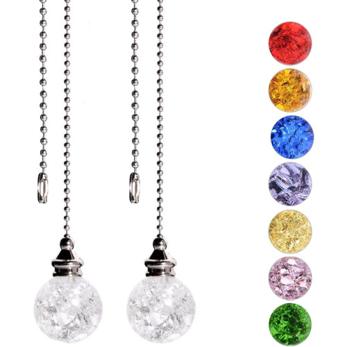 2Pcs 21" Ball Beaded Ceiling Fan Pull Chain Extension – Compatible with Ceiling Fans & Lights