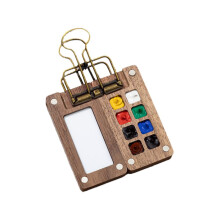 Mini Walnut Watercolor Paint Box 8 ColorsTiny Palette Mini Sketchbook Set UK