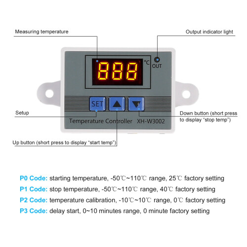 LED digital temperaturregulator med vattentät prob 2