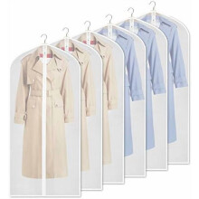 Clear Garment Bag Dress Bags for Storage 54-inch Coat Bags with Full Length Zipper for Clothes Closet Storage, Set of 6