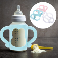 3Pcs Universal Bottle Handles for Baby Easy to Clean Pink Silicone 4.52X2.75X2.55in