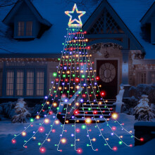 Christmas String Lights Outdoor, Waterfall Star Lights with 317 LEDs, for Christmas Tree, New Year Decoration (Star-Multicolor)