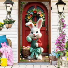 Paasdeurgordijn voor grote feesten, kamer-/tuindecoratie, feestelijke achtergrond – Lentefestival binnen/buiten hangende decoratie