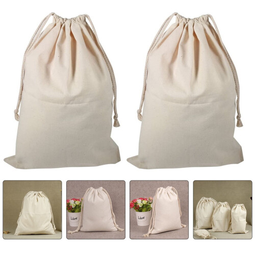 2Pcs Cotton Laundry Bags for College Students - Beige 1