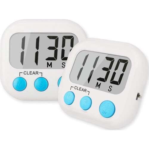 Kitchen Timer,2 Pack Large Digits Classroom Timer for Kids,Simple Operation Magnetic Timers,Digital Timer for Cooking -White