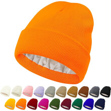 Hata Geimhridh Te Slapach Unisex le Líneáil Shatin & Síoda - Beanie Cniotáilte le Líneáil Shatin do Mhná & d'Fhir