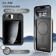 Bezdrôtová magnetická powerbanka MHX10000mAh, rýchle nabíjanie 22,5 W PD20 W s LED displejom, kompatibilná s iPhone 15/14/13/12 a Androidom