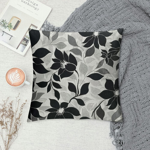 Black Grey Pillow Covers 18x18 Short Plush 1