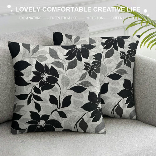 Black Grey Pillow Covers 18x18 Short Plush 2