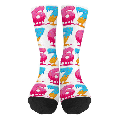 Six Seven67Socks6 7Meme Γραφικές Χριστουγεννιάτικες Κάλτσες Crew Κάλτσες Αστεία Δώρα για