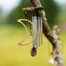 Décoration de carillon éolien en bois en forme de lune à faire soi-même – Accessoires de loisirs créatifs pour la maison, le jardin et la