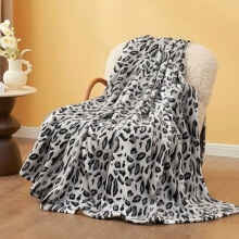 Leopard Print Fuzzy Throw Blanket 90"x108", Soft Warm Fleece for Bed/Couch, Snow Leopard Grey, for Girls, Kids, Women & Men