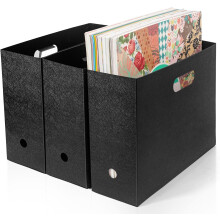 Faltbarer Aufbewahrungsorganizer für Scrapbook-Papier, 12x12 Zoll (ca. 30x30 cm), Kunststoff-Ablageorganizer, Schwarz, 3er-Pack