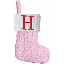 Mini zöld kötött harisnya, 8,5"-os monogramos hímzett karácsonyi harisnya – kandallópárkányhoz illő, karácsonyi dekorációs ajándék
