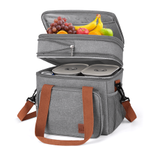 Sac à lunch isotherme 17 L, glacière extensible à double compartiment, étanche et congelable, avec poche pour mouchoirs et bandoulière