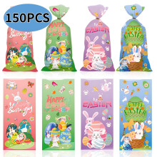 Sacchetti regalo di Pasqua in cellophane, 150 pezzi, sacchetti per dolcetti pasquali con 180 laccetti, articoli per feste di Pasqua.