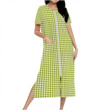Women's plaid flannel robe with pockets, S-2XL