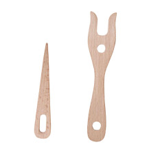 HOMYL 2 Pieces Knitting Fork and Eye Kit Lucet Fork Braided Tool Brown