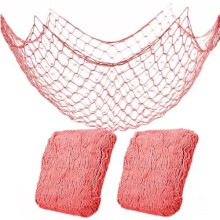 Paquete de 2 decoraciones de red de pesca de algodón natural para fiestas hawaianas, náuticas, piratas y playeras – Compatibles con temáticas