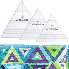 3pcs 60 Acrylic Triangle Rulers (8"/9"/10") for Quilting, Sewing, Patchwork – Clear Template Set