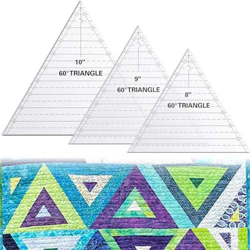 3pcs 60 Acrylic Triangle Rulers (8"/9"/10") for Quilting, Sewing, Patchwork – Clear Template Set