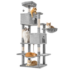 Cat Tree Tower Light Grey 66 Inch Multi-Level with