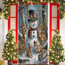 Décoration de porte de Noël YingYouFu Père Noël, 89 x 180 cm, pour intérieur et extérieur.