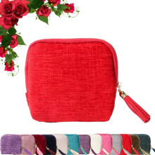 Estuche de viaje plegable y portátil para joyas con cremallera y borla, suave terciopelo, organizador de 5 compartimentos para pulseras.