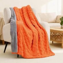 Heated Blanket 50x60", 6 Heat Settings, 1-4H Auto Off, Machine Washable, Soft Flannel Fleece, Compatible with Couch/Beds/Office (Orange)