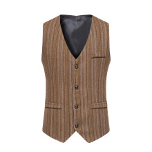 Formal Suit Vest for Men Retro Single-breasted Versatile Waistcoat with Pocket Business Vest,Khaki
