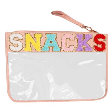 Transparante snacktas met ritssluiting, handtasje voor make-up en toiletartikelen, ideaal voor op reis.