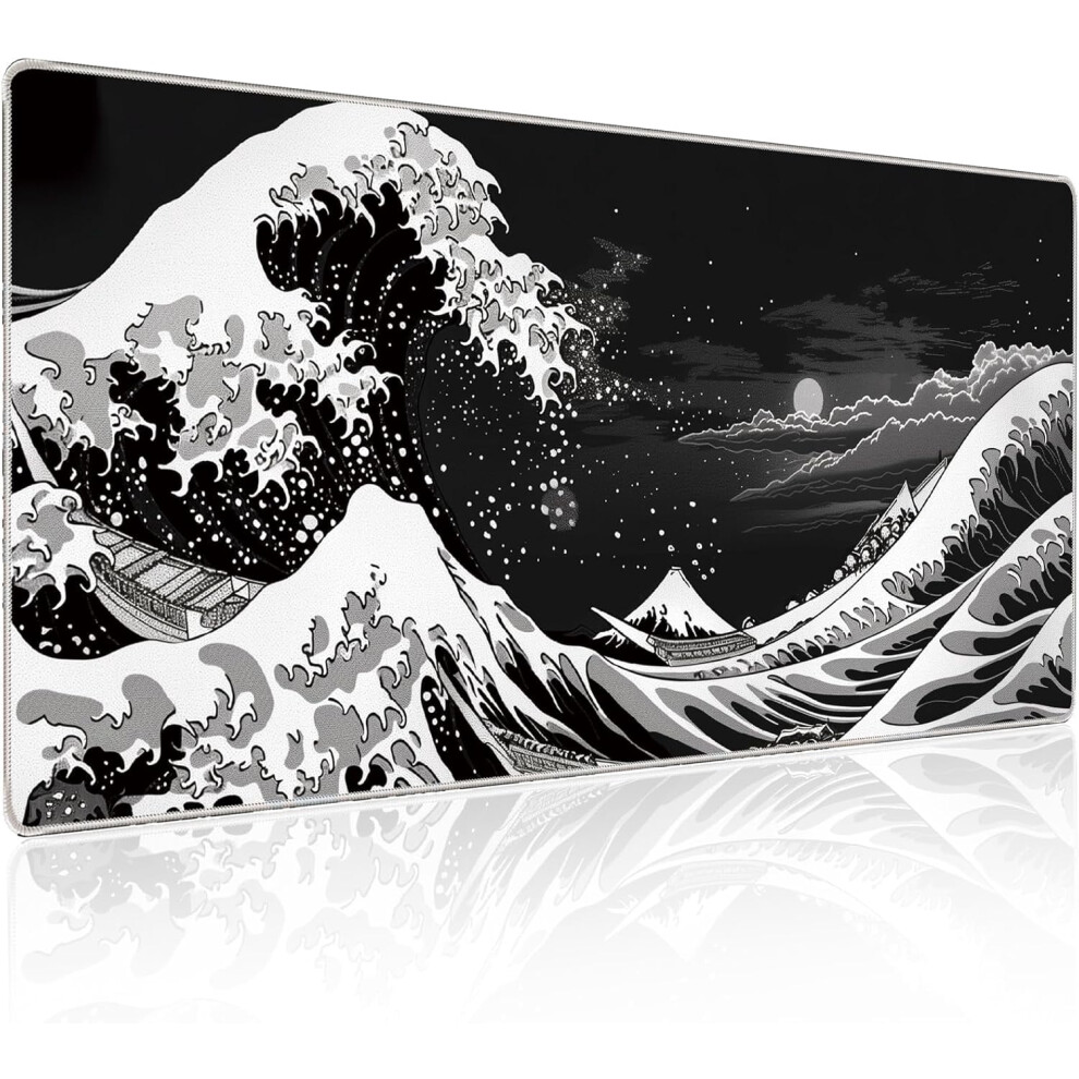 Japanese Sea Wave Gaming Mouse Pad 31.5X11.8 Inch Kanagawa 9329345545740