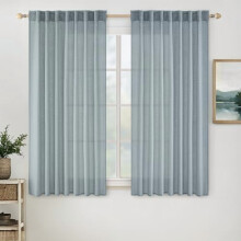 Dusty Blue Linen Blend Curtains 37" x 72", 2 Panels